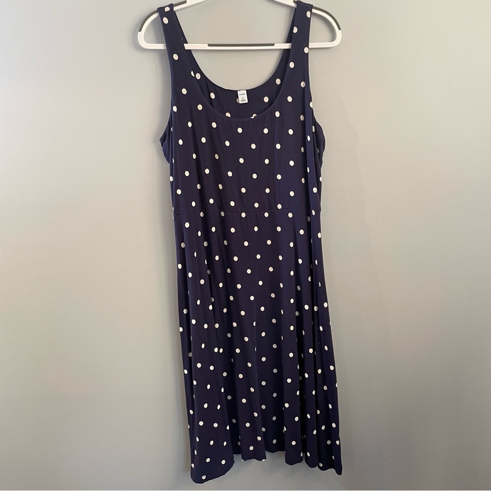 Old Navy Navy Blue Dress with White Polka Dots size XL